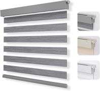 Joydeco No Drill Zebra Blinds for Windows, Cordless Dual-Layer Privacy Zebra Shades for Indoor Windows, Easy to Install, Light Filtering Sheer Blinds