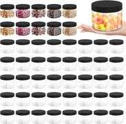 ZISDHNEO 50 Pcs 10 Oz Plastic Jars with Lids Containers Storage Airtight Wide Mouth Food Jar Clear Cylinder Container for Grocery Kitchen Dry Food But