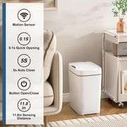Vanpopubs 2 Pack 2.7 Gal Bathroom Garbage Can with Lid, Automatic Garbage Bin Small Smart Touchless Trash Can, Slim Motion Sensor Waterproof Plastic T