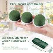 Tessco 12 Pcs Mini Floral Foam Holder Round Floral Foam with Green Arrangement Wire Arrangement Supplies for Table Wedding Wine Bottle Decor