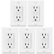 5 Pack - ELECTECK 15 Amp Non-Tamper Resistant GFCI Outlets, Decor GFI Receptacles with LED Indicator, Ground Fault Circuit Interrupter, Wallplate Incl