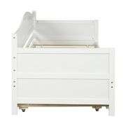 Gewnee Solid Wood Twin Size Daybed with Trundle for Kids Bedroom,White