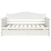 Gewnee Solid Wood Twin Size Daybed with Trundle for Kids Bedroom,White