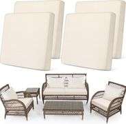 Newwiee Set of 4 Stretch Outdoor Patio Cushion Covers Sofa Couch Seat Chair Slipcovers Waterproof Cushion Cover Replacement Furniture Protector for Pe