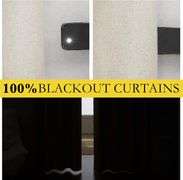 NICETOWN Short Blackout Curtains 63 Inches Long Burlap Linen Drapes with Thermal Insulated White Liner, Keeping Out Cold and Heat Air Bedroom Soundpro