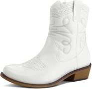 (9.5) mysoft Women's Fashion Western Cowboy Ankle Boots Short Cowgirl Low Heel Booties