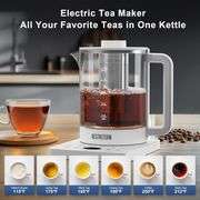 Electric Tea Kettle with Infuser Temperature Control and Automatic Shut Off 24 H Keep Warm for Coffee Water Heater and Tea Pot Glass White 1.5L