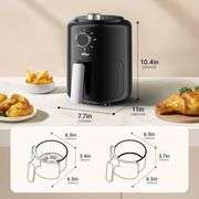 Bear Small Air Fryer 2.1 QT, Mini Airfryer Adjustable Time&Temp Control, Ideal for 1-2 People Quick Healthy Meals Snack in Minutes, Compact Size Space