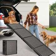 CJYMMFAN 67 L*17 W Extra Long Dog Car Ramps, Folding Pet Ramp with Non-slip Carpet Surface, Pet Stairs Ramp for Dogs to Get Into a SUV,Truck & Outdoor