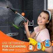 1250W Powerful Handheld Steam Cleaner with Detergent Container and Safety Lock, Multifunctional and Pressurized Hand Held Steamer for Kitchen, Bathroo