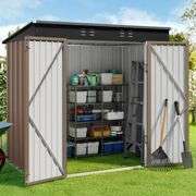 Gizoon 6' x 4' Outdoor Storage Shed with Double Lockable Doors, Anti-Corrosion Metal Garden Shed, Waterproof Shed Outdoor Storage Clearance for Backya