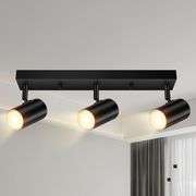 BoostArea LED Track Lighting Ceiling Fixtures, Black 3-Light Plug in Track Lights for Kitchen, 3 Way Ceiling Spotlight, 15 FT Cord,Flexibly Rotatable
