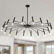 NILSE LED 18-Light Black Modern Sputnik Chandelier with G9 Bulbs, 53 Inch Large Cast Iron Light Fixture Dimmable Lighting for Dining Room Foyer Farmho
