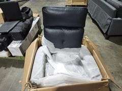 Hermann Navy Genuine Leather Power Recliner with Bronze Nailhead Trim