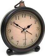 Vintage Retro Analog Alarm Clock, 4 inch Super Silent Non Ticking Small Clock with Night Light, Battery Operated, Simply Design, for Living Room, Bedr