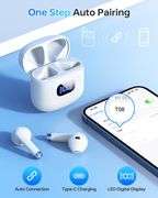 Wireless Earbuds Bluetooth 5.3 Headphones, 40Hrs Playback Stereo Ear Buds with LED Display Charging Case IPX7 Waterproof in-Ear Earphones with Mic for