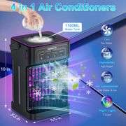 Portable Air Conditioners Cooling Fan, 4-IN-1 Portable AC Unit with 3 Cool Mist &Speeds, 7 Night Light & 2-8H Timer Evaporative Air Cooler Fan, Person