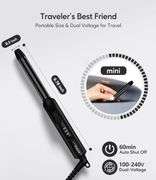 FARERY Small Curling Iron With 3 Adjustable Temp, Mini for Short Hair, Travel Dual Voltage, Ceramic Hair Curler With Keratin & Argan Oil Infused, Stor