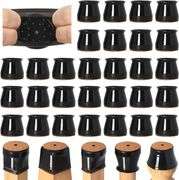 32 Pack Chair Leg Floor Protectors Silicone Covers for Hardwood Floors to Protect Wood Tile Floors Felt Bottom Caps Non Slip Reduce Noise (Large-Black