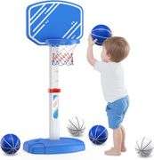 HYES Toddler Basketball Hoop Indoor Outdoor for Toddlers 1-3, Adjustable Kids Basketball Hoop with 4 Balls/2 Nets, Mini Basketball Goal Sports Toys Ch