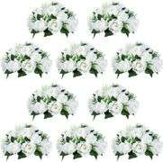 NUPTIO Pcs of 10 Fake Flower Ball Arrangement Bouquet,15 Heads Plastic Roses with Base, Suitable for Our Store's Wedding Centerpiece Flower Rack for P