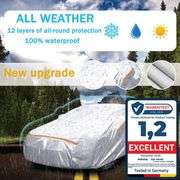 Autsop Car Cover Waterproof All Weather,12-Layer Car Covers for Automobiles Outdoor Heavy Duty Full Exterior Covers for Sedan(184-202 Inch)