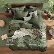 Monbix Queen Comforter Set - 7 Pieces Cationic Dyeing Olive Green Bed in a Bag Queen Bedding Sets with Comforter, Sheets, Pillowcases & Shams, Reversi