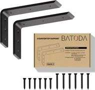 BATODA 10 Countertop Support Brackets (2 pcs) for Granite - Heavy Duty L Shelf Bracket - Wall Mounted Support for DIY Open Shelving Blind Shelf Suppor