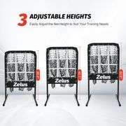 ZELUS Baseball Net with Target Pockets, Pitching Net with Strike Zone, Portable Pitcher Trainer Net, Height Adjustable Softball Baseball Training Equi