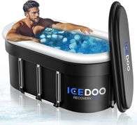 Wxtkkom Upgraded 132 Gal XXL Large Oval Ice Bath with Air Ring, Multi-Layered Portable Cold Plunge Tub for Athletes, Foldable & Inflatable Full-Body C