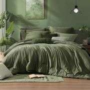 Monbix Queen Comforter Set - 7 Pieces Cationic Dyeing Olive Green Bed in a Bag Queen Bedding Sets with Comforter, Sheets, Pillowcases & Shams, Reversi