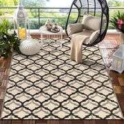 OLANLY Reversible Outdoor Rug 5x8 ft Clearance, Waterproof Plastic Straw Rug, Large Patio Rug with Interlacing Pattern, RV Mat for Patio, Camping, Bal