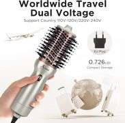 Aima Beauty 4 in 1 Worldwide Travel Hot Air Brush Dual Voltage Blowout Brush Oval Shape One Step Volumizer Straightener Blow Dryer Brush Ionic Lock Mo