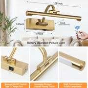 Tassuowell LED Picture Light, Battery Operated, 3W Dimmable 3CCT in One (2700K, 4500K, 6000K), 360 Rotation, for Bedroom, Bathroom, Living Room, Kitch