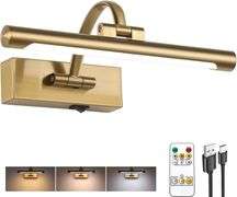 Tassuowell LED Picture Light, Battery Operated, 3W Dimmable 3CCT in One (2700K, 4500K, 6000K), 360 Rotation, for Bedroom, Bathroom, Living Room, Kitch