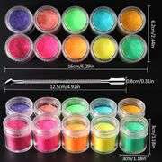Lot of 67 packs of 10 color Bottle Shimmer Sugar Glitter Powder for Nails,Colorful Candy Coat Effect Iridescent Nail Dipping Powder Pigment, Fluoresce