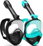 Full Face Snorkel Mask, Snorkeling Gear for Adults Kids with Latest Dry Top Breathing System and Detachable Camera Mount, with 180 Degree Panoramic Vi