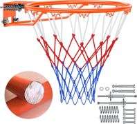 Airjam Basketball Rim, 18" Replacement Wall Mounted Outdoor Basketball Hoop, Heavy Duty Solid Steel, Double Spring Basketball Hoop Rim with All Weathe