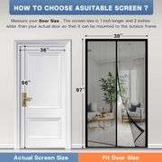 METAONLY Magnetic Screen Door - Black, Heavy Duty, Unique - Keeps Bugs Out, Fits Door Size 36" x 96"
