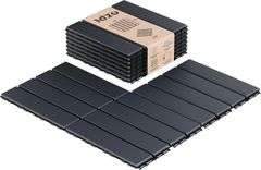 IDZO Plastic Interlocking Deck Tiles - 9PCS Waterproof Outdoor Flooring, All Weather Use Patio Tiles, Decking Stripe Pattern, 12 x 12 x 0.7 Inches, Da