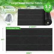 Weed Barrier Fabric, 4x300ft Landscape Fabric, 3.2oz Heavy Duty Durable Woven Geotextile Fabric, High Permeability Ground Cover Mat, Driveway Fabric,