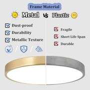 SOTTAE 2 Pack 9 Inch Brushed Gold Metal Flush Mount LED Ceiling Light,3000K-5000K Thin Round Low Profile Ceiling Lamp,Modern Surface Mount Ceiling Lig