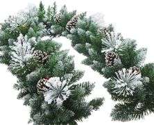 Nvzi 6.5 FT Artificial Christmas Garland, Pine Cones, for Front Door Home Office Christmas Decorations, C