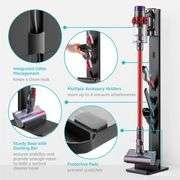 PEGZONE Vacuum Cleaner Stand, Compatible with Cordless Vacuums Dyson Gen5 V15 V12 V11 V10 V8 V7 V6, Floor Vacuum Accessory Holder with 4 Hooks, Metal