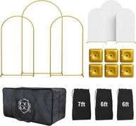 Backdrop Arch Stand Set of 3 with White Covers Includes one 7ft & Two 6ft Arches, Carrying Case, Water Weights, and Spandex Covers
