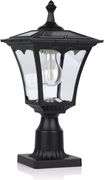 Koepom KP4301Q Solar Lights Outdoor with Glass Shade Heavy Duty Die-Cast Aluminum for Door Pillar Driveway Pathway Garden Patio Matte Black