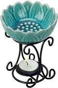 Mimeela Tealight Wax Warmer Oil Burner, Iron Melter Tea Light Holder, Non-Electric Oil Warmer (Turquoise)