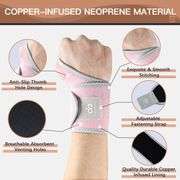 INDEEMAX 2 Pack Copper Wrist Brace Support for Carpal Tunnel, Pain Relief, Arthritis, Tendonitis, Adjustable Wrist Braces Compression Wraps Both Hands