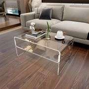 KSacry Acrylic Coffee Table, Clear Coffee Table for Living Room, 31.5" L x 19.5" W x 15.5' H, Acrylic Table with Open Storage Shelf