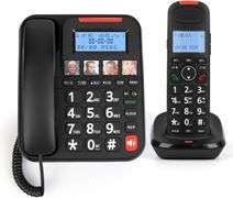 Sangyn Amplified Corded/Cordless Seniors Phone with Answering Machine, Intercom, Audio Booster(+30db), 100dB Extra Loud Visual Ringer, Large Backlit D